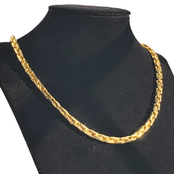 18K Gold Chain Link Womens Necklace 24" Sterling Silver Stamped Ladies Jewelry - Picture 5 of 8